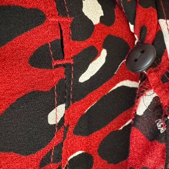 A.L.C. Michaela 100% Silk Red Cheetah Print Ballon Sleeve True Wrap Mini Dress - Picture 11 of 17